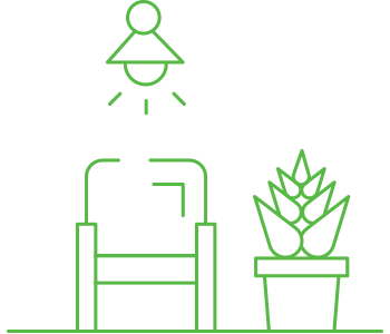 Dutch Plant Farm Interiorscape - chair and plant icon