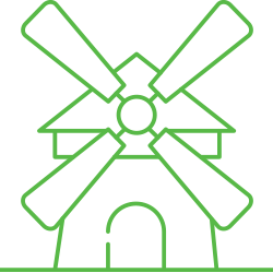 Dutch Plant Farm outline image of dutch windmill.