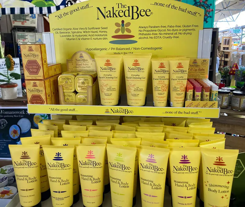 Containers of natural lotions and body care products are some of the gifts available at The Dutch Plant Farm store.